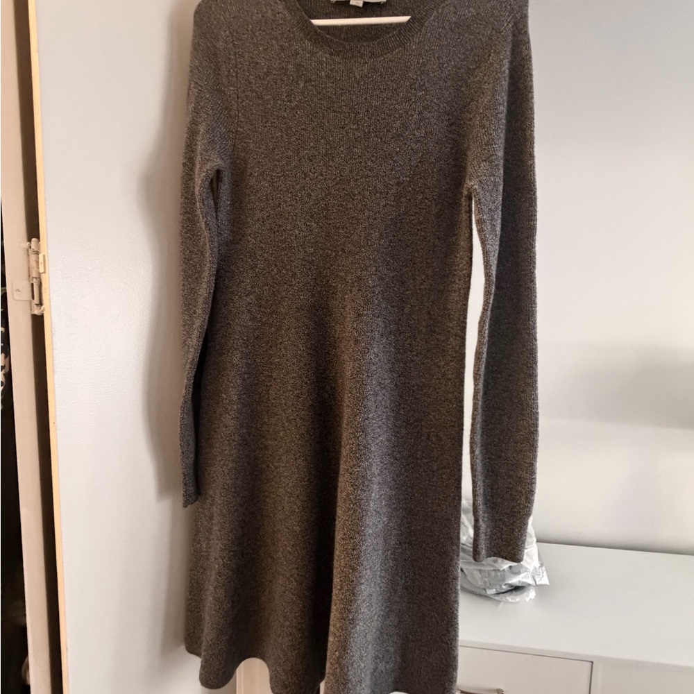 LOFT long Sleeve Knit A-Line Dress in Charcoal Gray